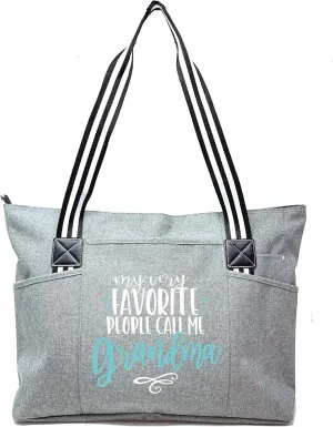 Brooke & Jess Designs Tote Bag for Grandma – Sturdy Canvas Grandma Tote w/Zipper & Inner Pocket Grandma Bag for Everyday Use