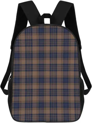 Brown Blue Tartan Plaid Backpack Lightweight Waterproof Backpacks Laptop Backpack for Unisex Casual Travel Daypacks Large Capacity