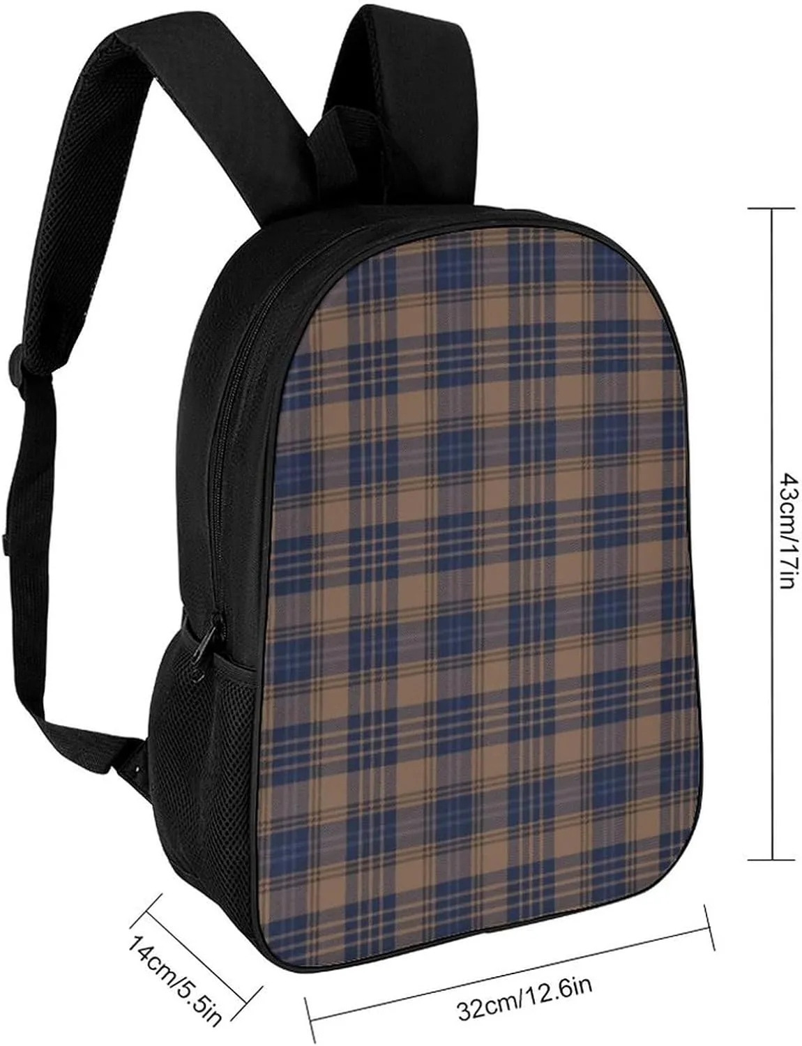 Brown Blue Tartan Plaid Backpack Lightweight Waterproof Backpacks Laptop Backpack for Unisex Casual Travel Daypacks Large Capacity
