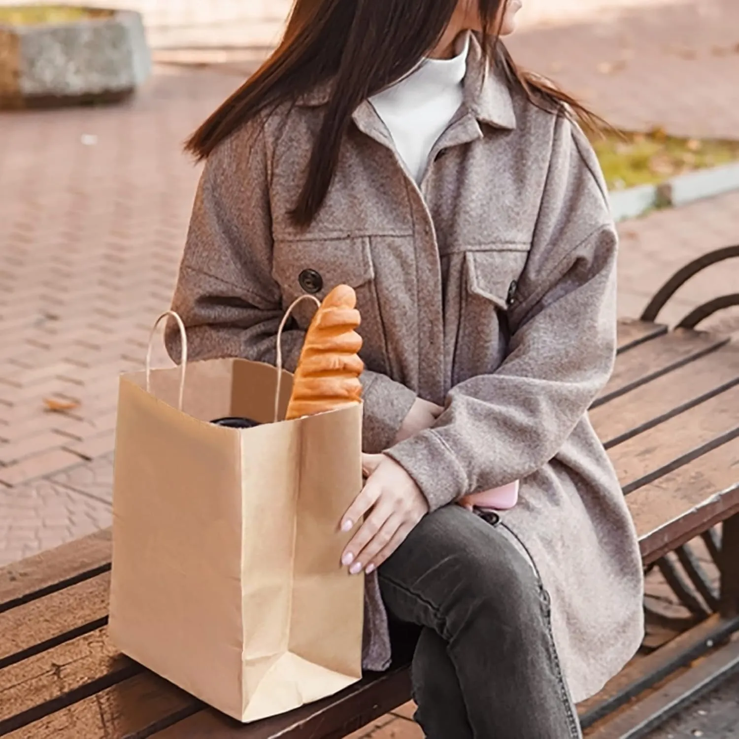 Brown Paper Bags with Handles Bulk 10 X 5 X 13 [100 Bags] Ideal for Shopping, Packaging, Retail, Party, Craft, Gifts, Wedding, Recycled, Business, Goody and Kraft Merchandise Bag