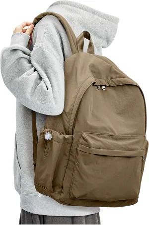 Brown School Backpack for Girls Boys, Waterproof Bookbag for Women Men, College Student School Bag, Lightweight Travel Rucksack Casual Daypack Laptop Backpacks