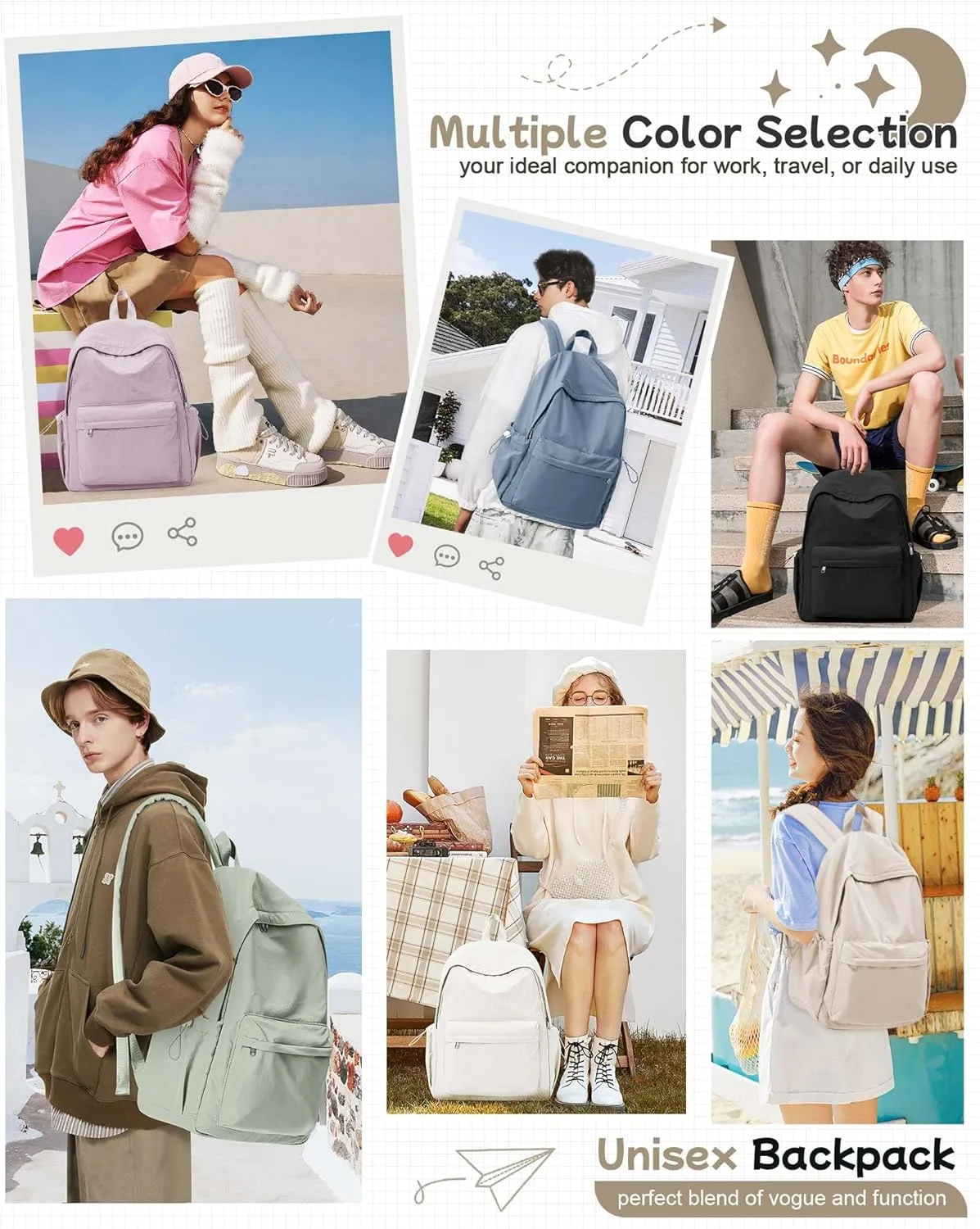 Brown School Backpack for Girls Boys, Waterproof Bookbag for Women Men, College Student School Bag, Lightweight Travel Rucksack Casual Daypack Laptop Backpacks