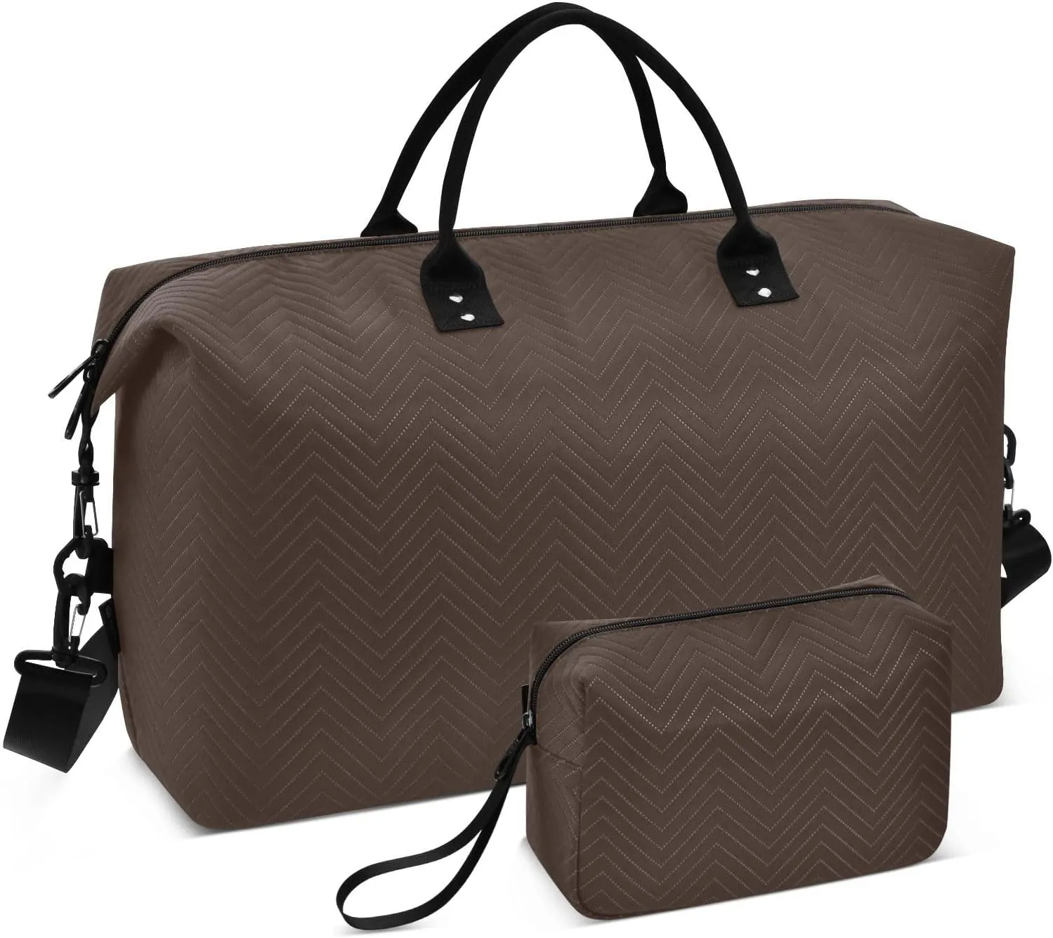 Brown Travel Duffel Bag with Toiletry Bag Weekender Bag for Carry on Sports Gym Bag for Gym Yoga Sports