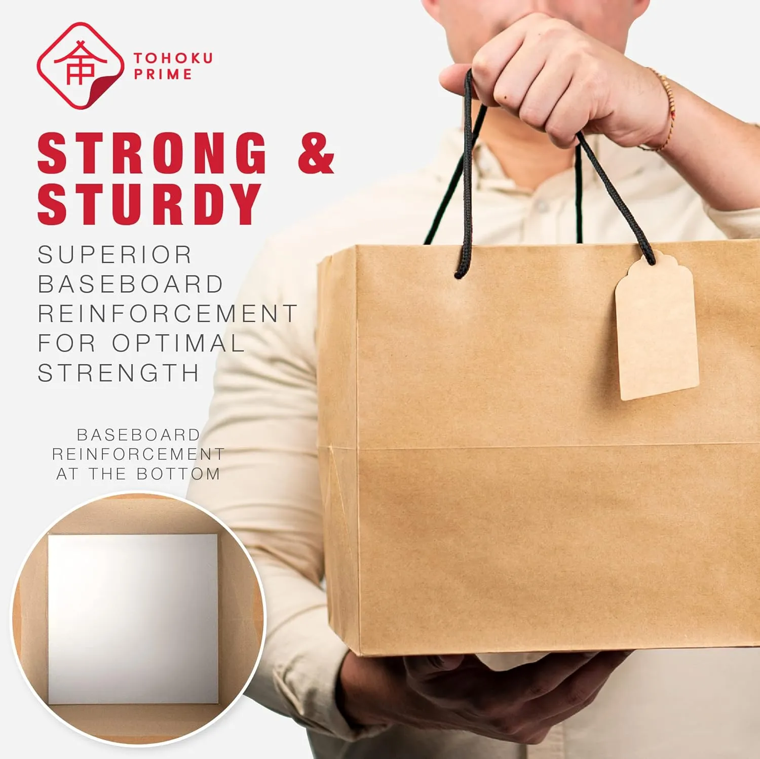 Brown Wide Bottom Paper Bags with Handles Bulk, 30PCS 10"x10"x10" Square Gift Bag Perfect for 9" & 8" Cake Box, Square Gift Bags for 8" Gift Box