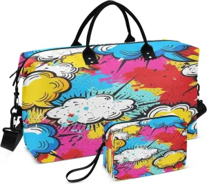 Bubble Cloud Travel Duffel Bags with Toiletry Bag and Adjustable Strap for Travel Gym Yoga