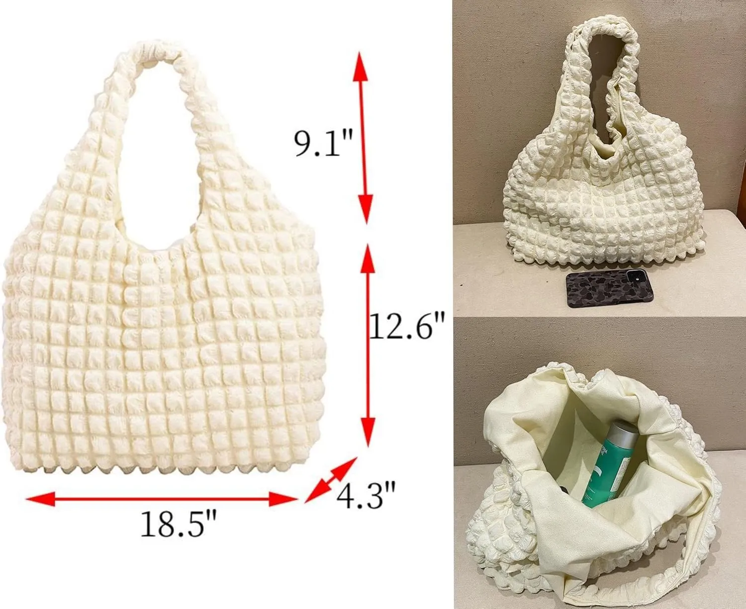 Bubble Large Shoulder Bags for Women Puff Tote Handbag and Purse Cloud Casual Shopping Travel Bag Lightweight