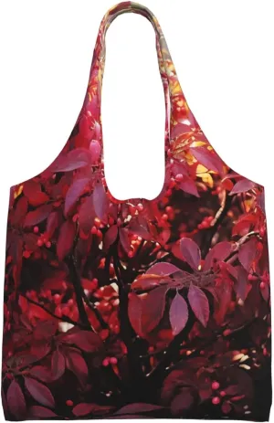 Burning bush with red berries Canvas Tote Bag Aesthetic Large Shoulder Bags Reusable Shopping Bags for Women Grocery Bag Purse