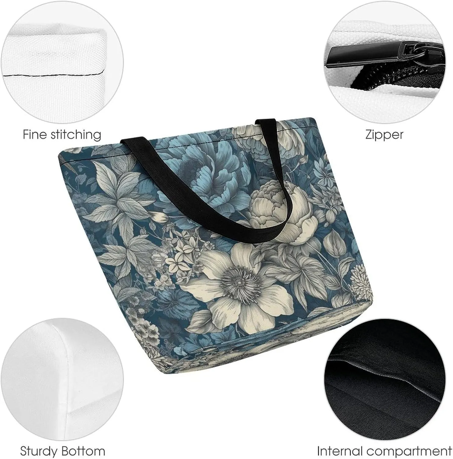 Burr Texture Style Tote Bag for Women Grocery Bags Foldable Shopping Bag Large Reusable Handbags for Work Travel