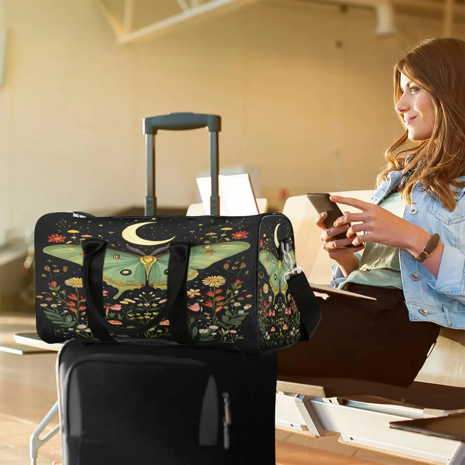 Butterfly Duffle Bag for Travel, Overnight Weekend Gym Carry On Luggage Bag, Floral Travel Duffel Bag for Men Women