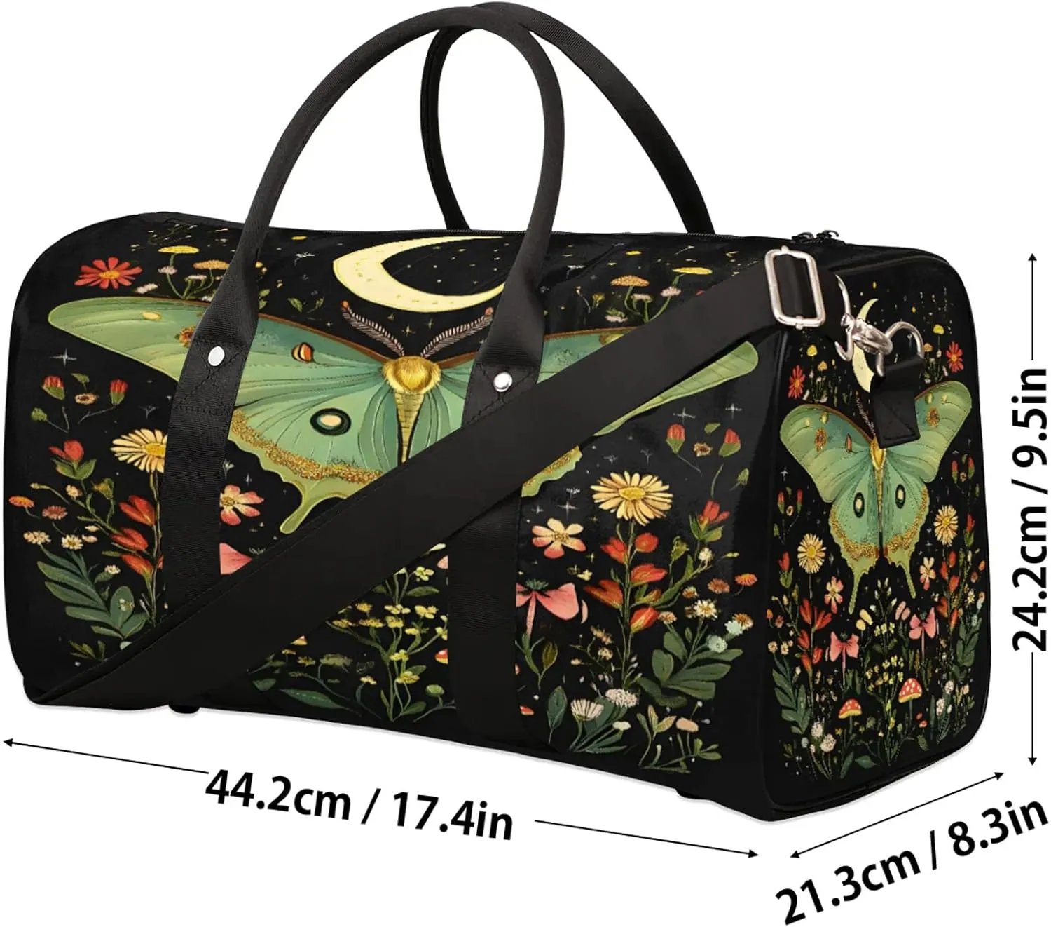 Butterfly Duffle Bag for Travel, Overnight Weekend Gym Carry On Luggage Bag, Floral Travel Duffel Bag for Men Women