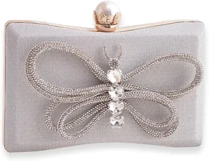 Butterfly Evening Bag Rhinestone Clutch Bag for Women Bridal Wedding Purse Crystal Handbag Sequin Shoulder Bag