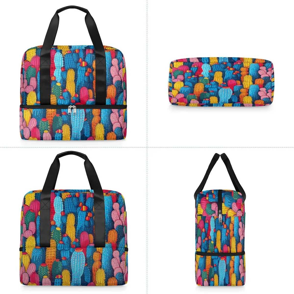 Cactus Tropical Plant Travel Duffel Bag Dry Wet Separated Sports Tote Travel Duffle Bag Gym Workout Bag Women Travel Duffel Bag for Women, Travel, Gym, Work