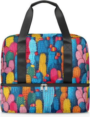 Cactus Tropical Plant Travel Duffel Bag Dry Wet Separated Sports Tote Travel Duffle Bag Gym Workout Bag Women Travel Duffel Bag for Women, Travel, Gym, Work