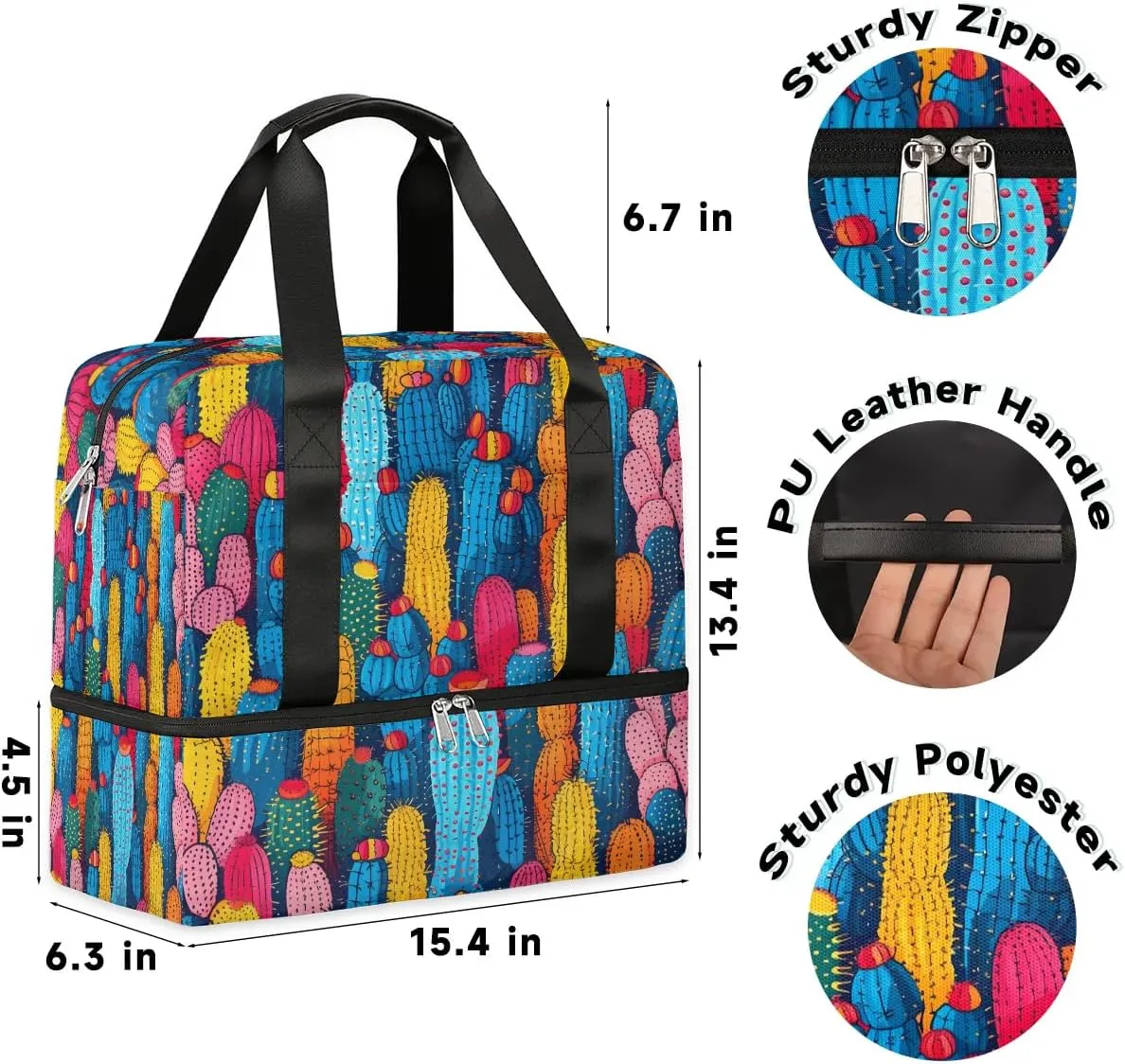 Cactus Tropical Plant Travel Duffel Bag Dry Wet Separated Sports Tote Travel Duffle Bag Gym Workout Bag Women Travel Duffel Bag for Women, Travel, Gym, Work