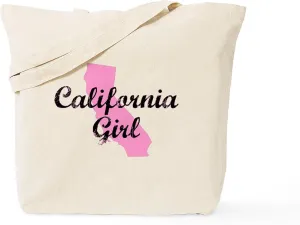 CafePress California Girl Shirt Baby Clothes Tote Bag Reusable Natural Beige Canvas Shopping Bag