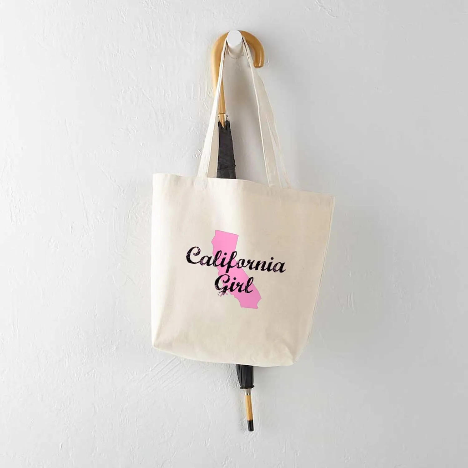 CafePress California Girl Shirt Baby Clothes Tote Bag Reusable Natural Beige Canvas Shopping Bag
