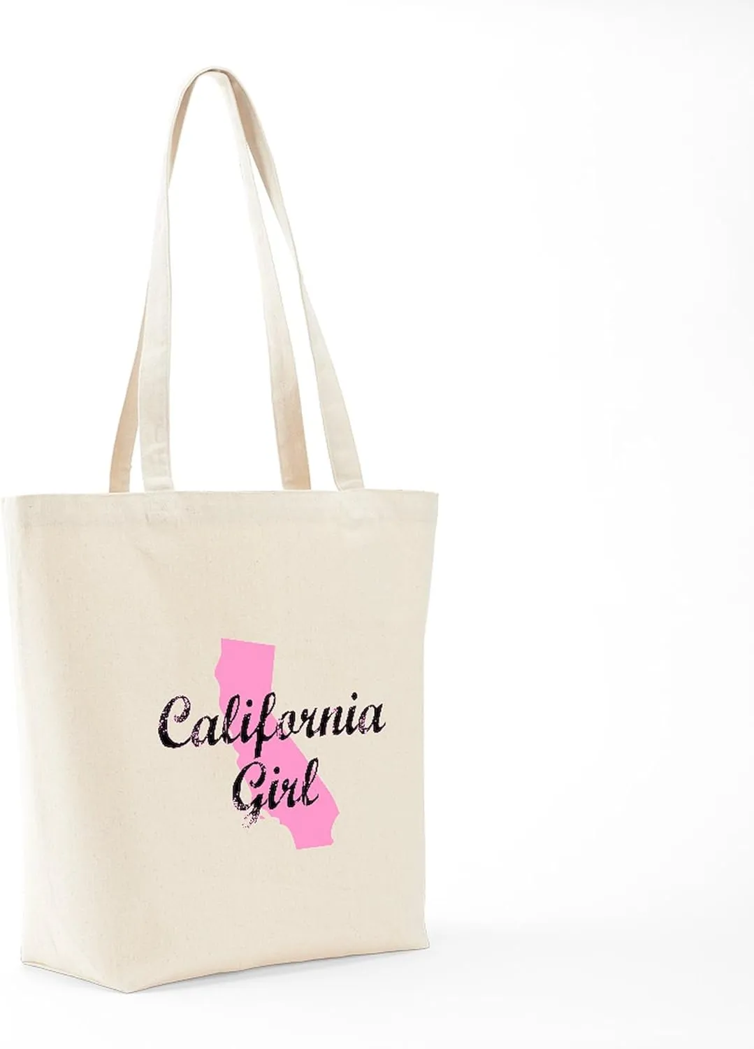 CafePress California Girl Shirt Baby Clothes Tote Bag Reusable Natural Beige Canvas Shopping Bag