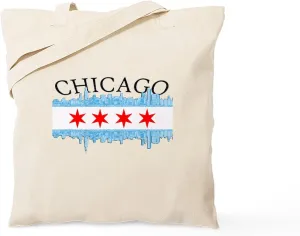 CafePress Chicago Skyline Tote Bag Natural Canvas Tote Bag, Reusable Shopping Bag