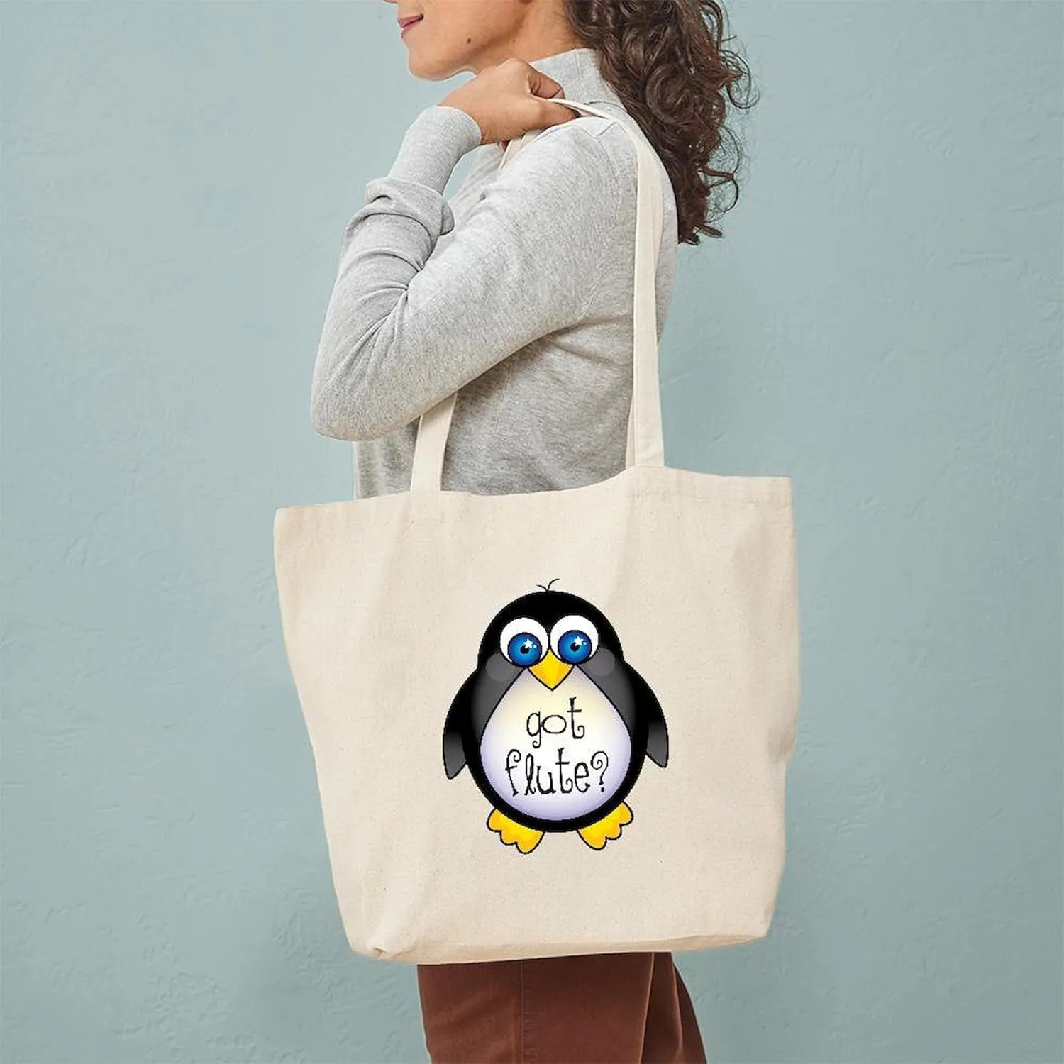 CafePress Cute Got Flute Tote Bag Natural Canvas Tote Bag, Reusable Shopping Bag