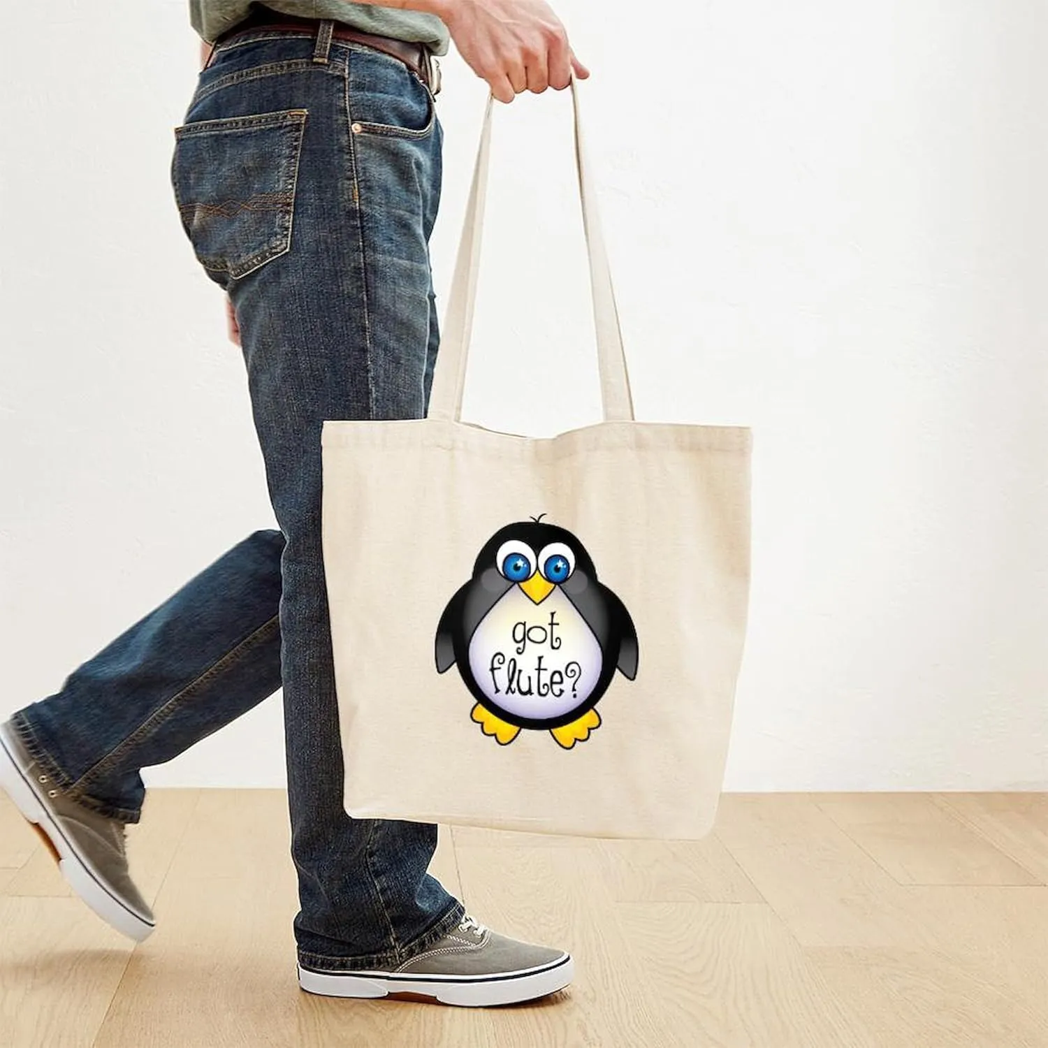 CafePress Cute Got Flute Tote Bag Natural Canvas Tote Bag, Reusable Shopping Bag