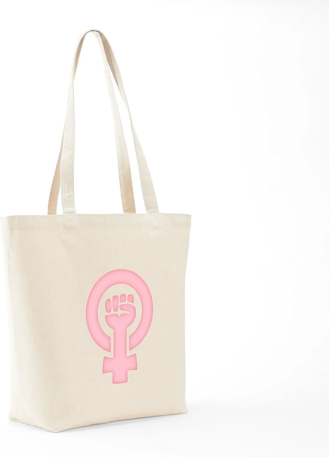 CafePress Feminist Fist Tote Bag Reusable Natural Beige Canvas Shopping Bag