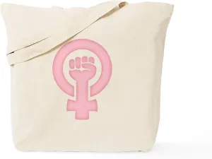 CafePress Feminist Fist Tote Bag Reusable Natural Beige Canvas Shopping Bag