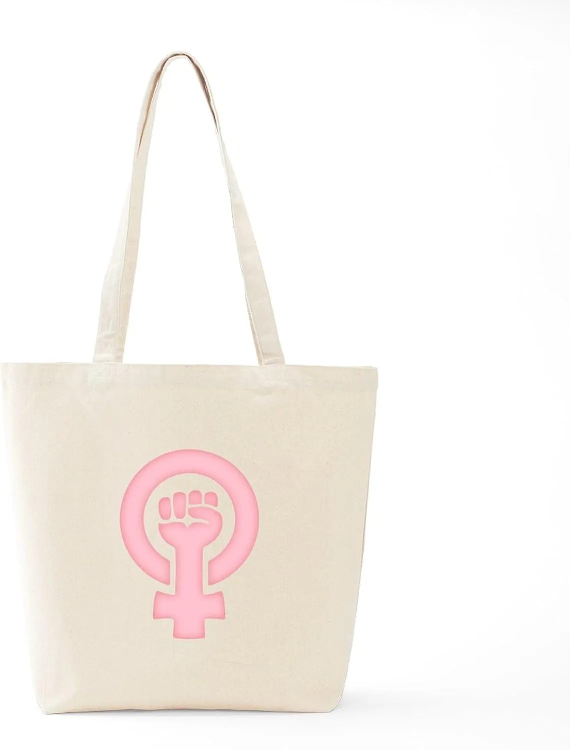 CafePress Feminist Fist Tote Bag Reusable Natural Beige Canvas Shopping Bag