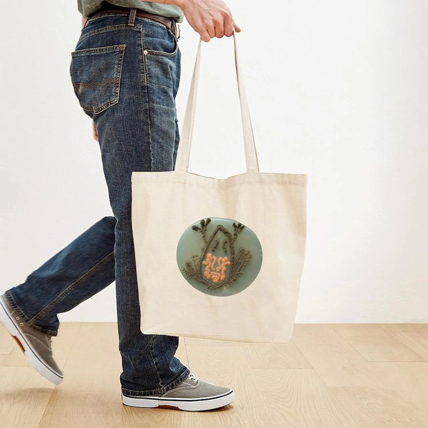 CafePress Frog Tote Bag Reusable Natural Beige Canvas Shopping Bag