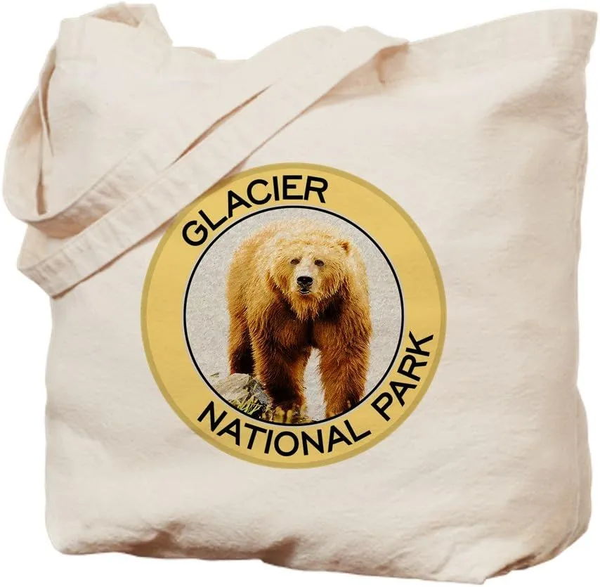 CafePress Glacier NP (Grizzly Bear) Tote Bag Natural Canvas Tote Bag, Reusable Shopping Bag