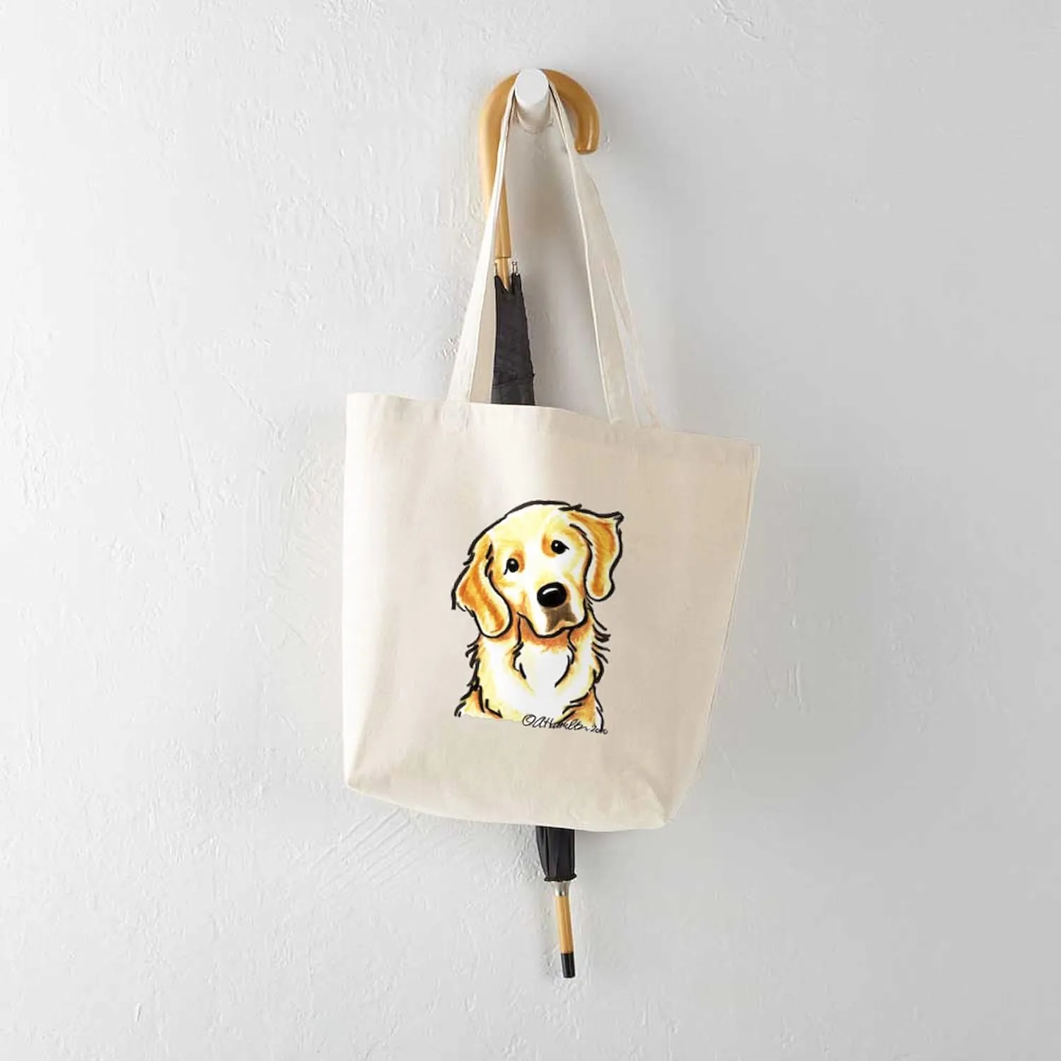 CafePress Golden Retriever Portrait Tote Bag Natural Canvas Tote Bag, Reusable Shopping Bag