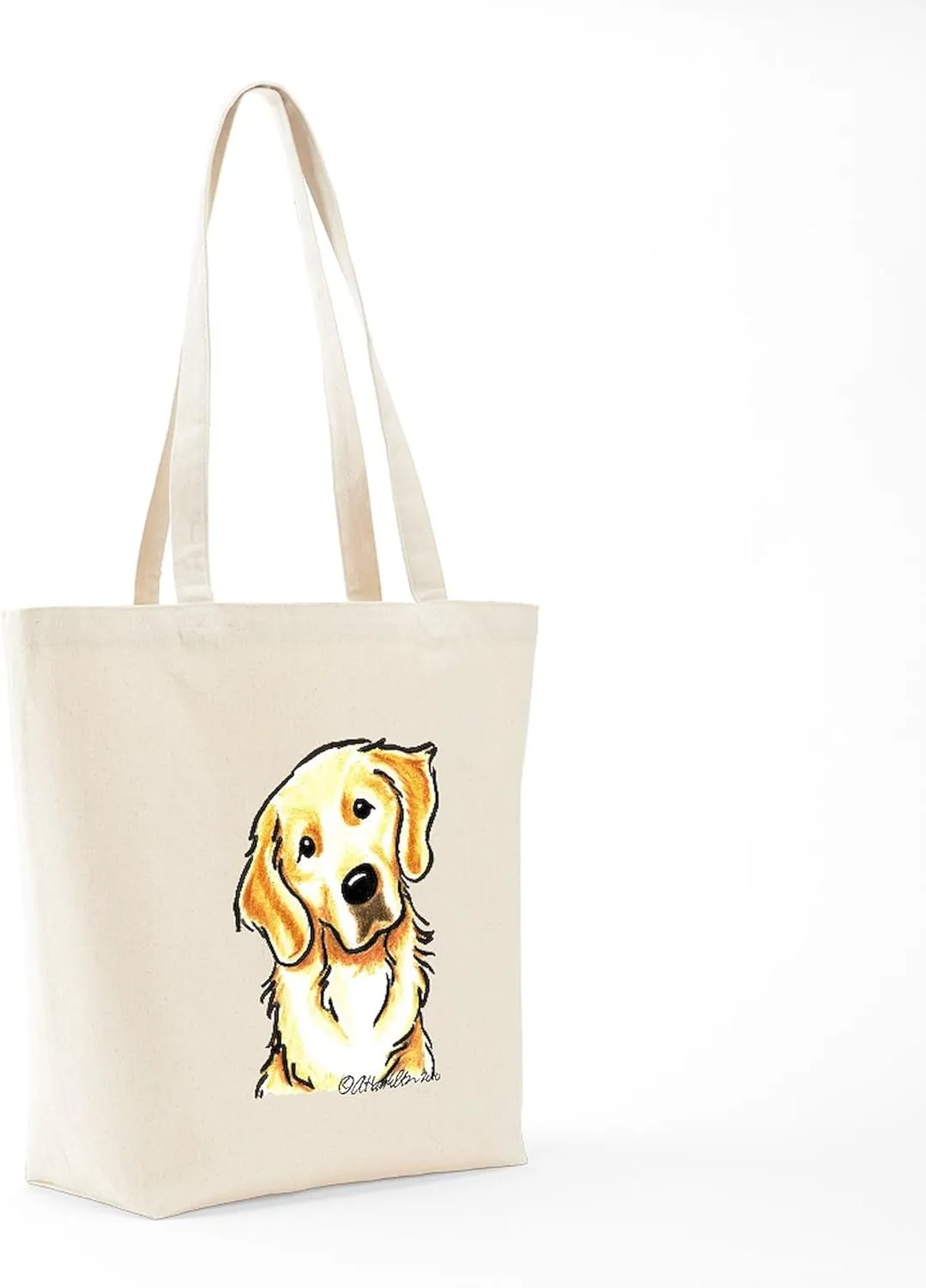 CafePress Golden Retriever Portrait Tote Bag Natural Canvas Tote Bag, Reusable Shopping Bag