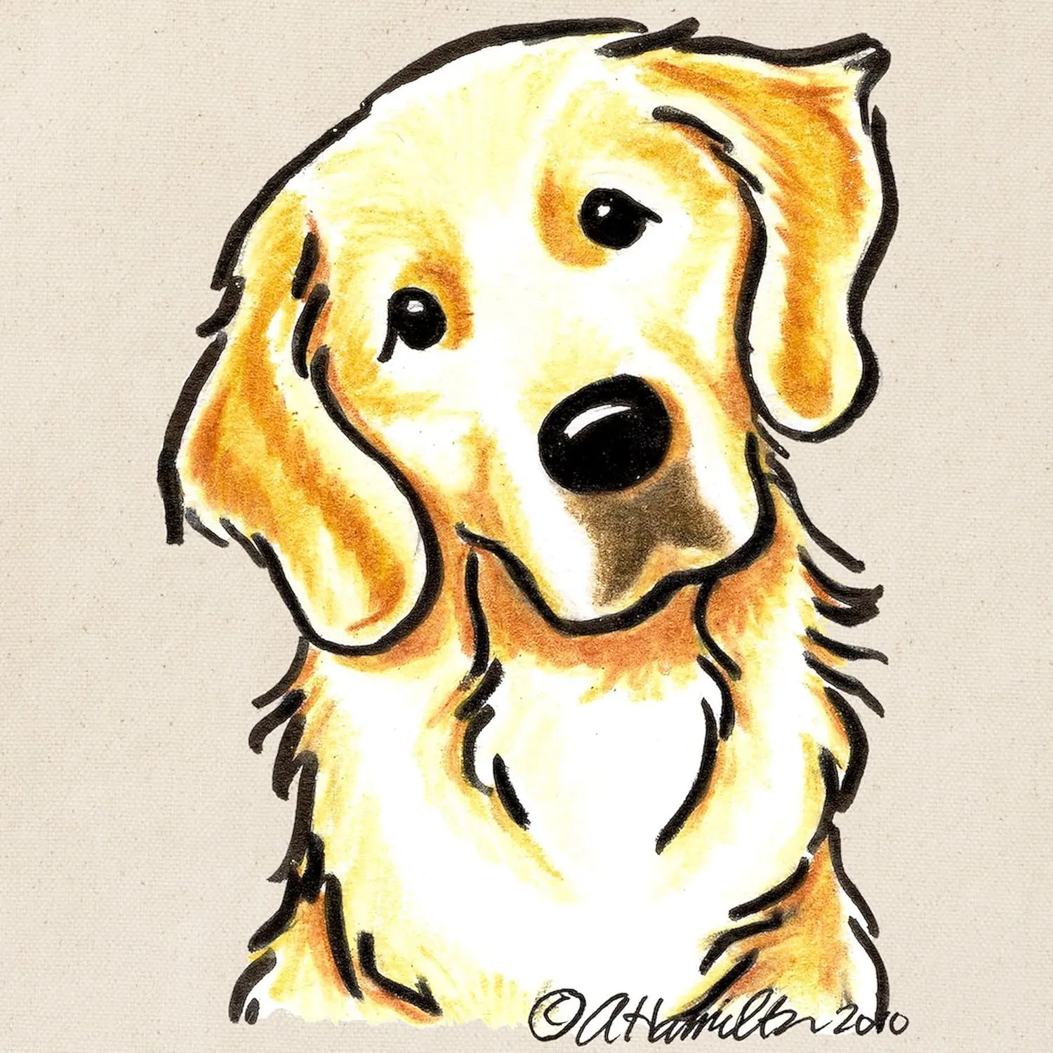 CafePress Golden Retriever Portrait Tote Bag Natural Canvas Tote Bag, Reusable Shopping Bag