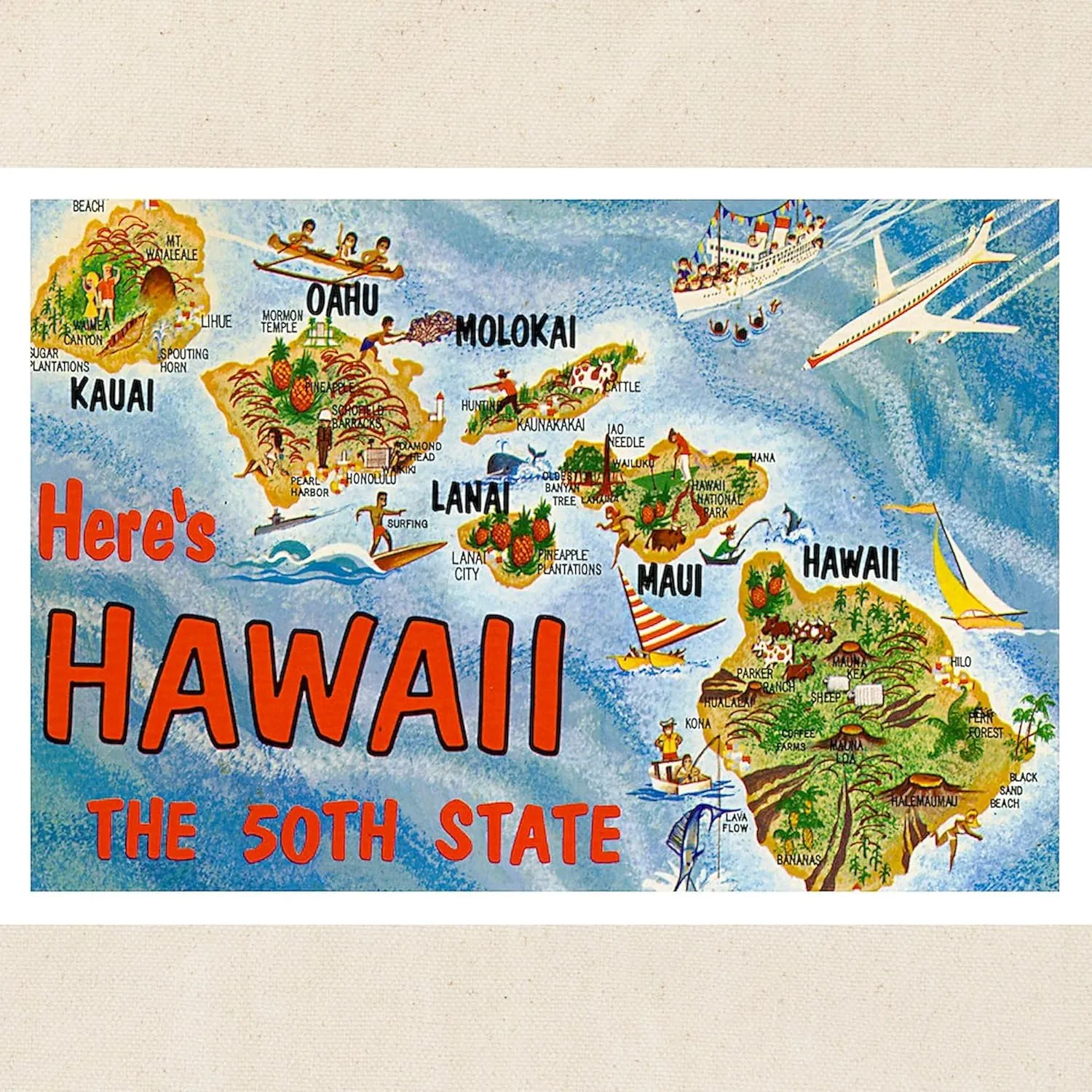 CafePress Hawaii Postcard Tote Bag Reusable Natural Beige Canvas Shopping Bag