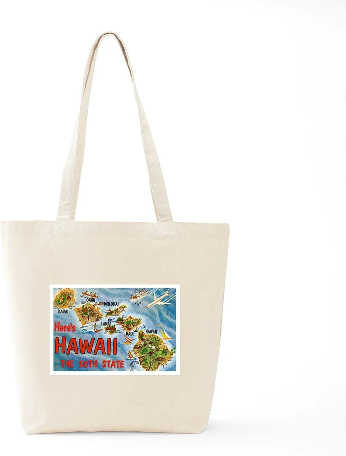 CafePress Hawaii Postcard Tote Bag Reusable Natural Beige Canvas Shopping Bag