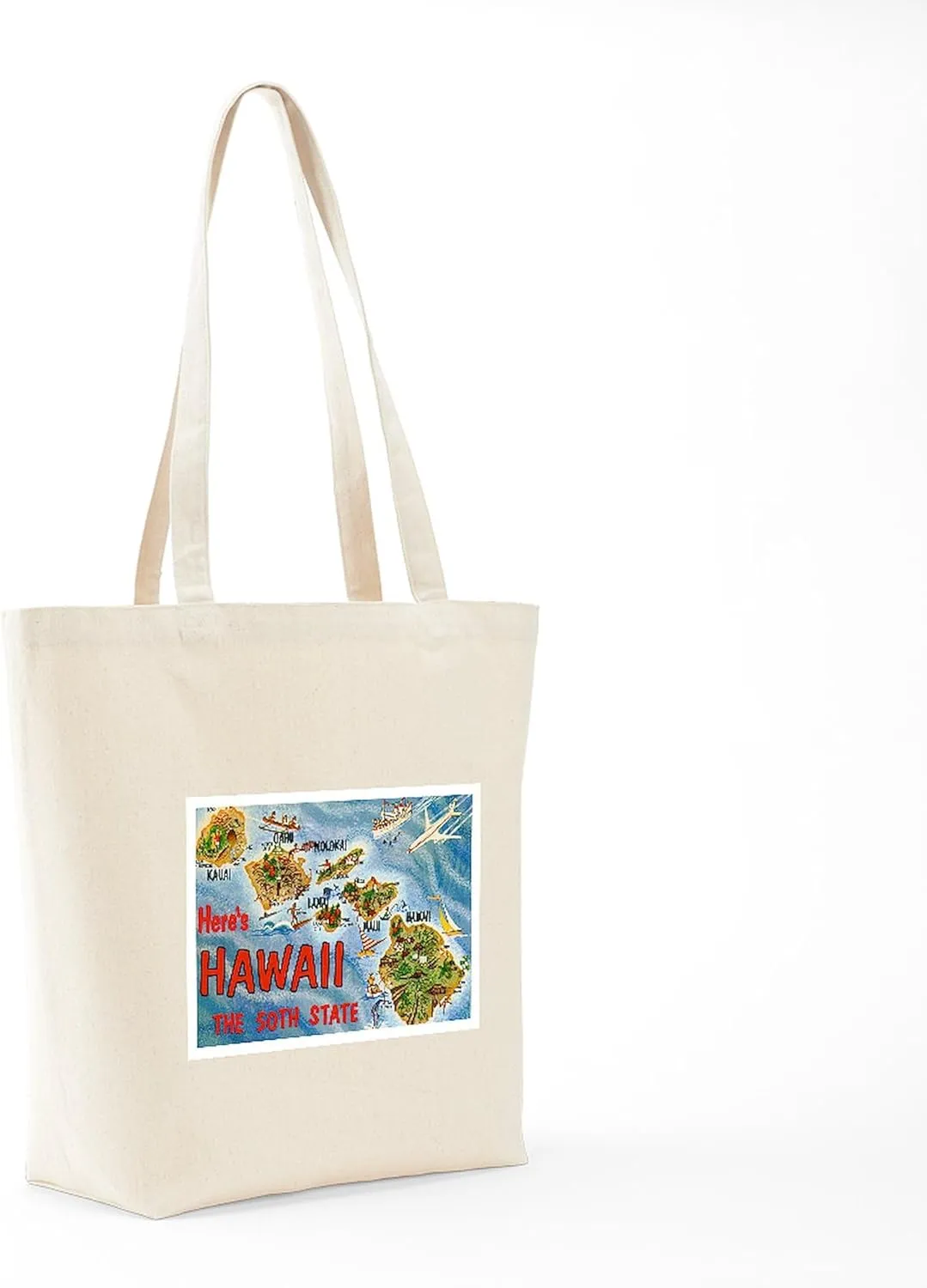 CafePress Hawaii Postcard Tote Bag Reusable Natural Beige Canvas Shopping Bag