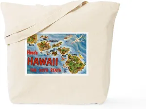 CafePress Hawaii Postcard Tote Bag Reusable Natural Beige Canvas Shopping Bag