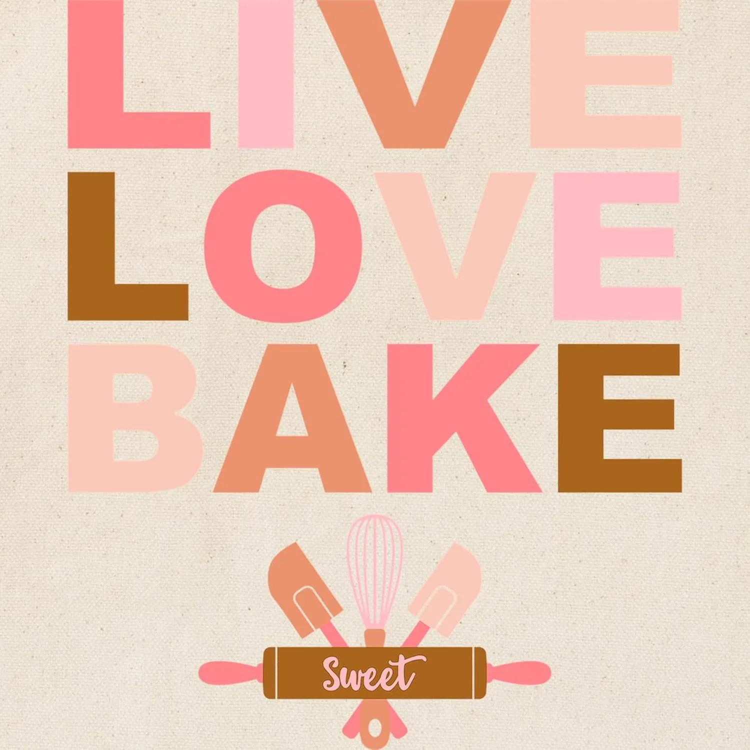 CafePress Live Love Bake Tote Bag Natural Canvas Tote Bag, Reusable Shopping Bag