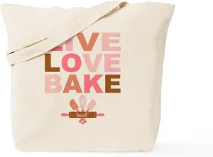 CafePress Live Love Bake Tote Bag Natural Canvas Tote Bag, Reusable Shopping Bag