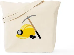 CafePress Miner Axe & Hat Tote Bag Reusable Natural Beige Canvas Shopping Bag