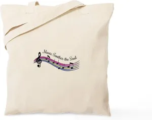 CafePress Music Soothes Tote Bag Reusable Natural Beige Canvas Shopping Bag