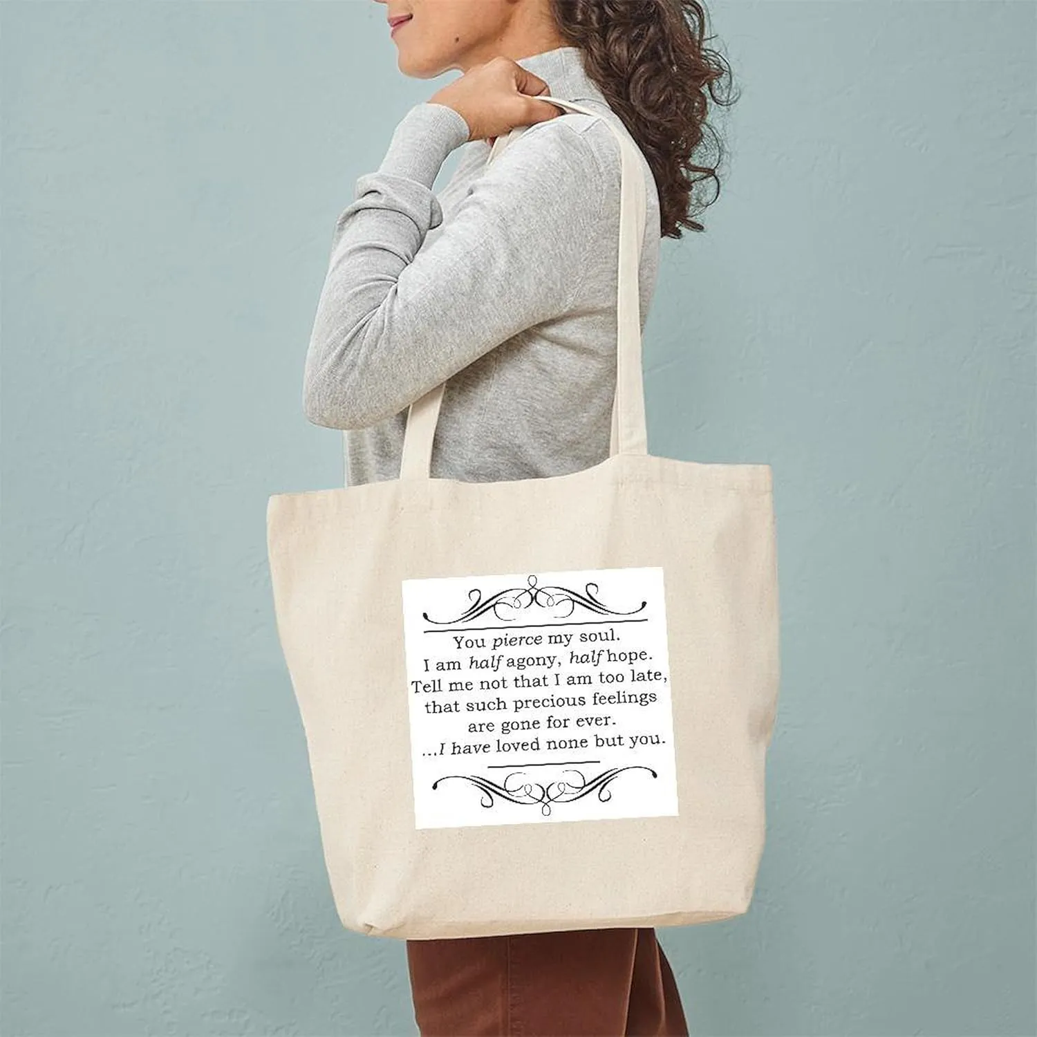 CafePress Persuasion, Jane Austen Tote Bag Reusable Natural Beige Canvas Shopping Bag