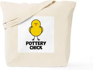 CafePress Pottery Chick Tote Bag Natural Canvas Tote Bag, Reusable Shopping Bag