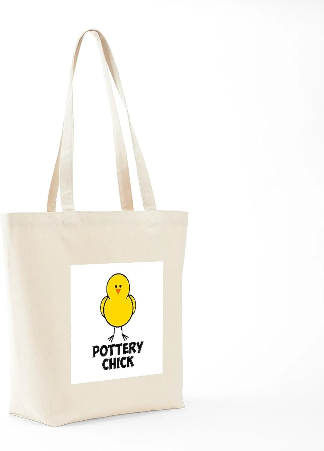 CafePress Pottery Chick Tote Bag Natural Canvas Tote Bag, Reusable Shopping Bag