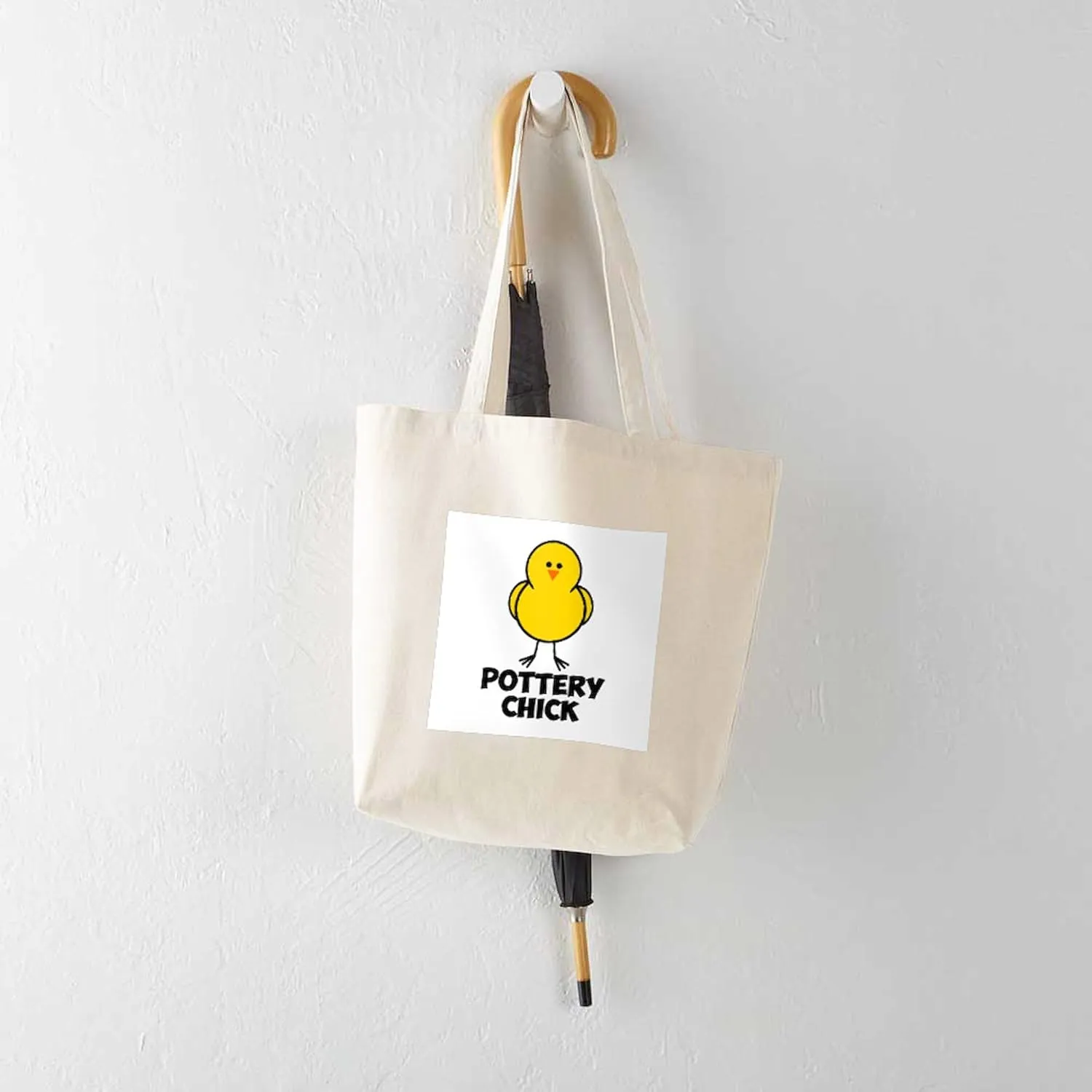CafePress Pottery Chick Tote Bag Natural Canvas Tote Bag, Reusable Shopping Bag