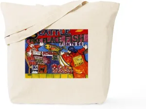 CafePress Seattle Fish Market Tote Bag Natural Canvas Tote Bag, Reusable Shopping Bag