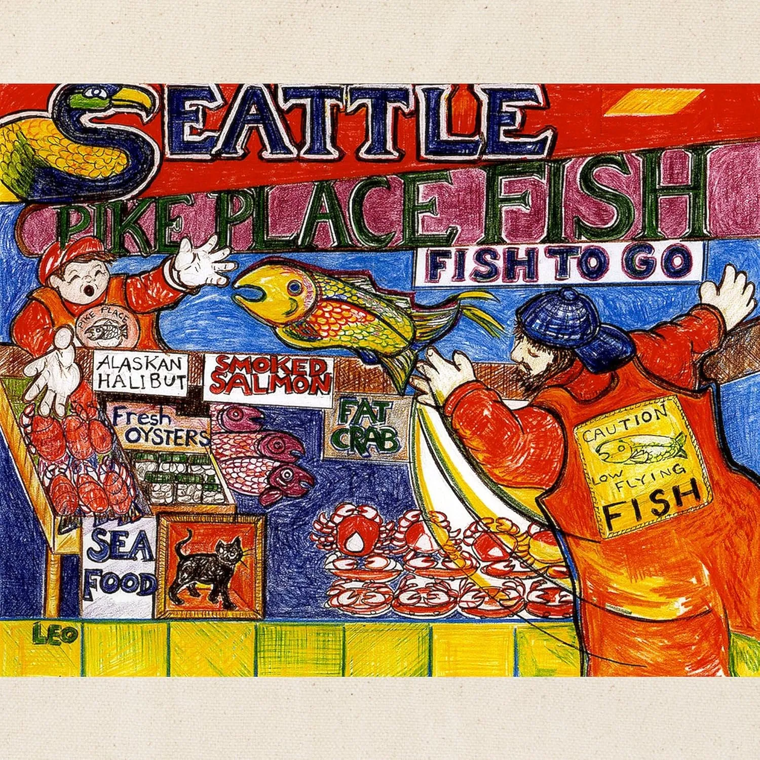 CafePress Seattle Fish Market Tote Bag Natural Canvas Tote Bag, Reusable Shopping Bag