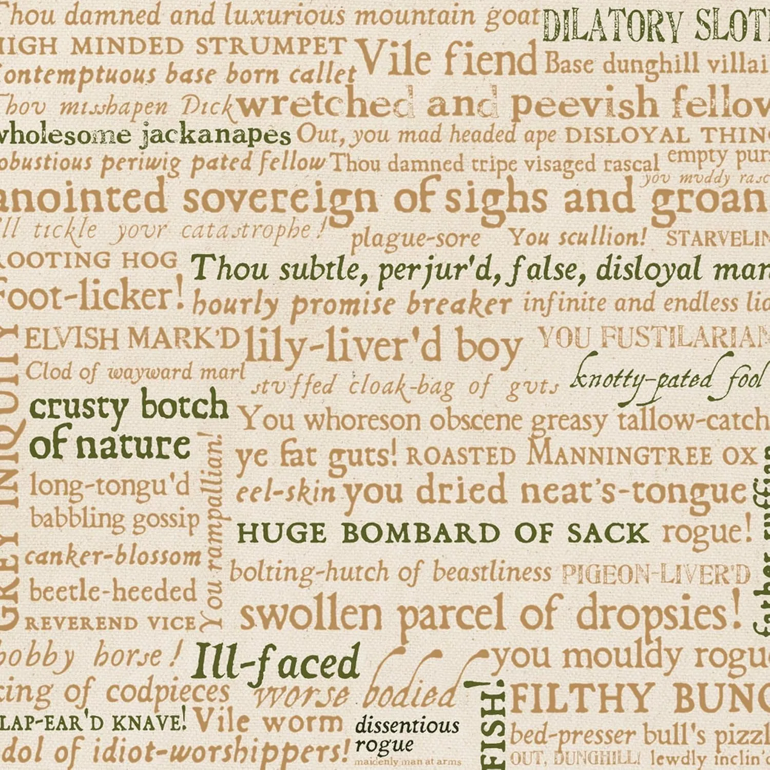 CafePress Shakespeare Insults Tote Bag Reusable Natural Beige Canvas Shopping Bag