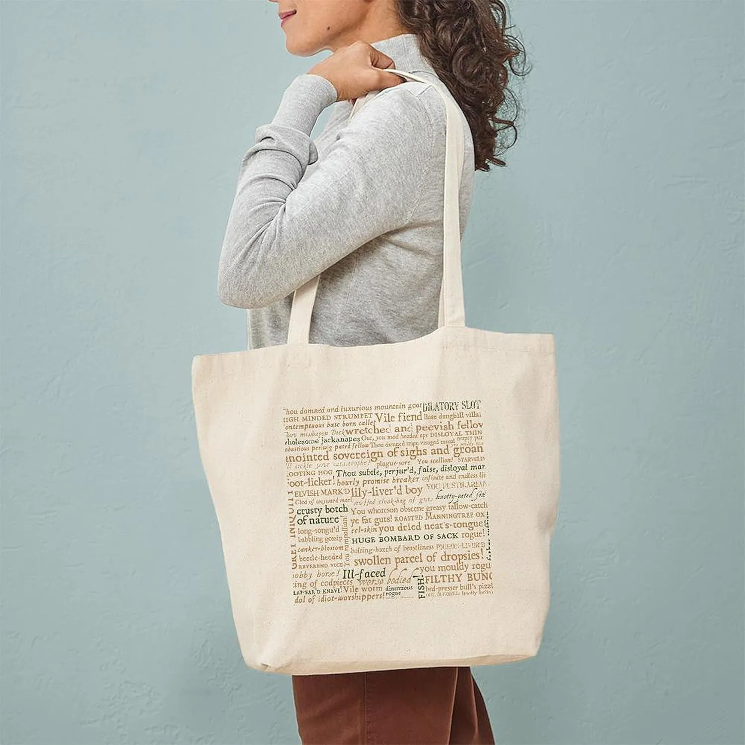 CafePress Shakespeare Insults Tote Bag Reusable Natural Beige Canvas Shopping Bag