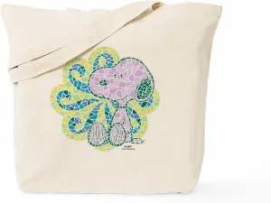 CafePress Snoopy Mosaic Reusable Natural Beige Canvas Shopping Bag