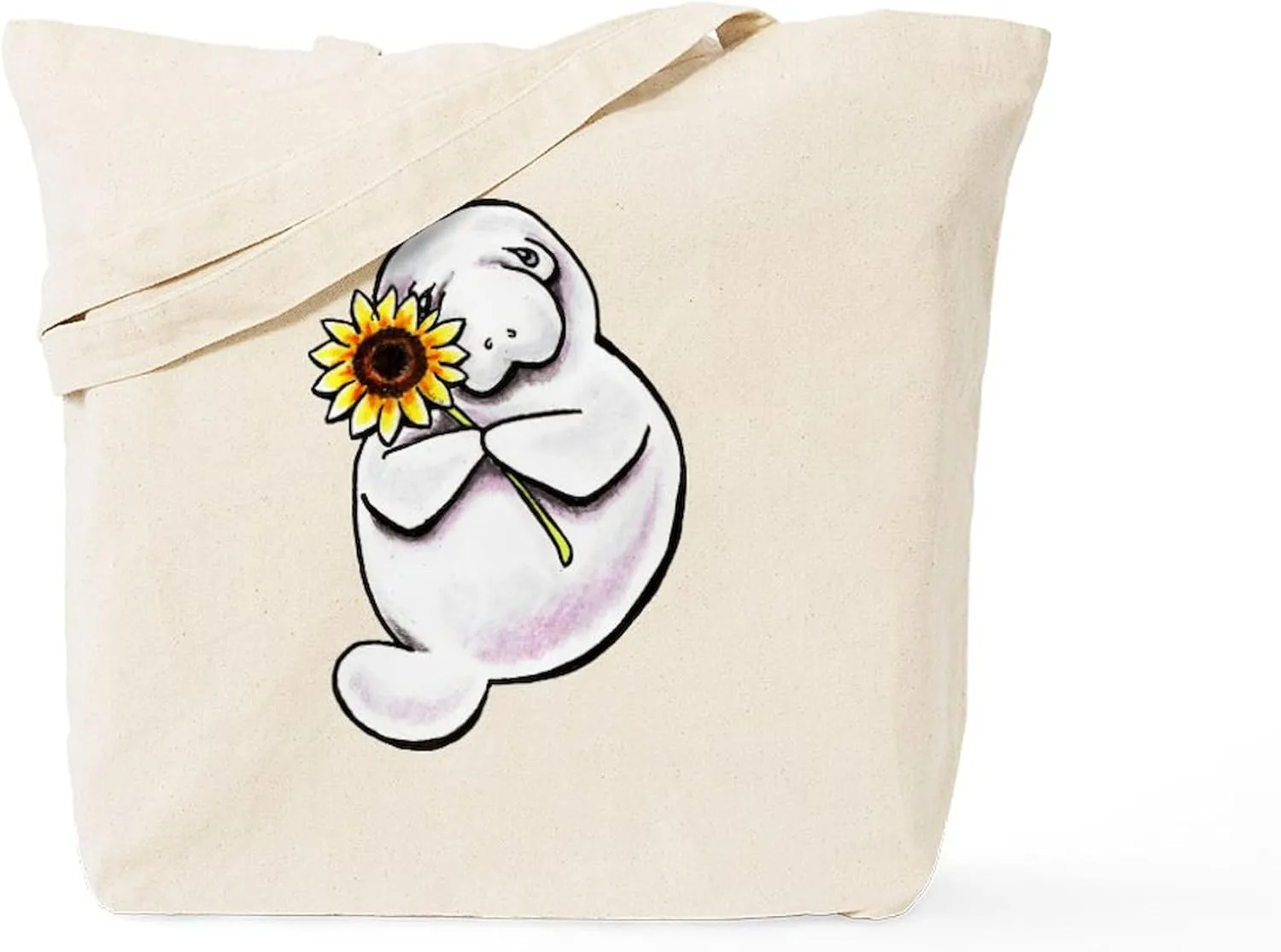 CafePress Sunny Manatee Tote Bag Reusable Natural Beige Canvas Shopping Bag